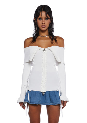 Love’s A Game Knit Cardigan - White