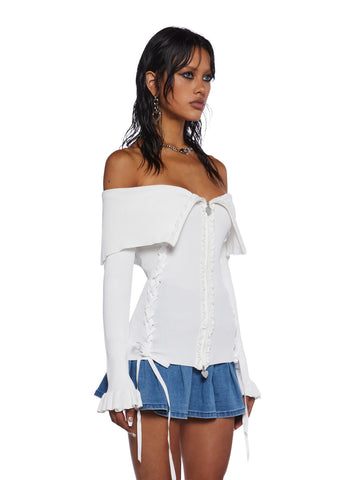 Love’s A Game Knit Cardigan - White