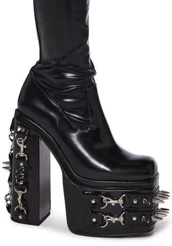 Total Bondage Stretch Spiked Platform Boots