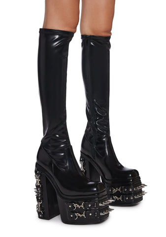 Total Bondage Stretch Spiked Platform Boots