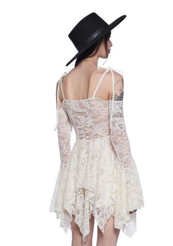 F is For Fairies Handkerchief Dress - White Lace