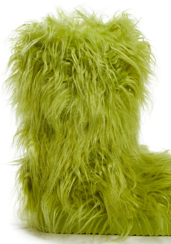 Night Lurker Fuzzy Slipper Boots - Green