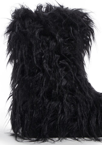 Night Lurker Fuzzy Slipper Boots - Black