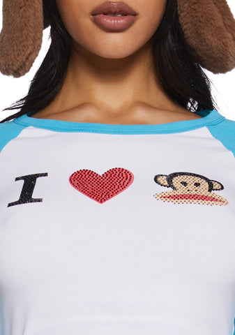 I Love Julius Raglan Top