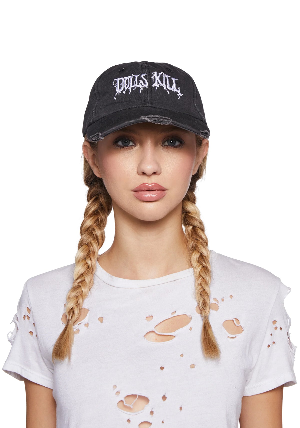 Dolls Kill Distressed Dad Cap - Black