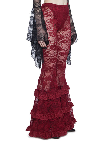 Crimson Lust Flare Pants - Dark Red