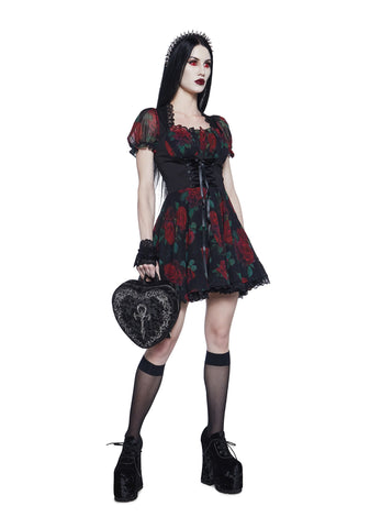 Spiritual Sacrilege Mini Dress - Black/Red