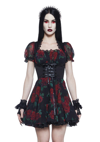 Spiritual Sacrilege Mini Dress - Black/Red