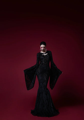 Druid’s Wife Maxi Dress And Shrug Set - Black