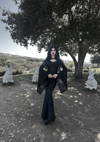 Druid’s Wife Maxi Dress And Shrug Set - Black