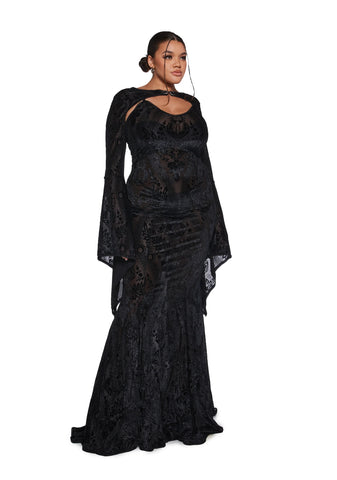 Druid’s Wife Maxi Dress And Shrug Set - Black