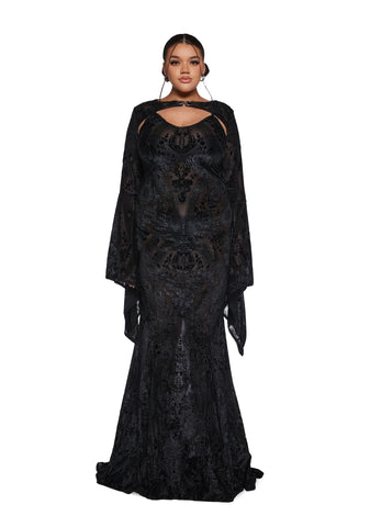 Druid’s Wife Maxi Dress And Shrug Set - Black