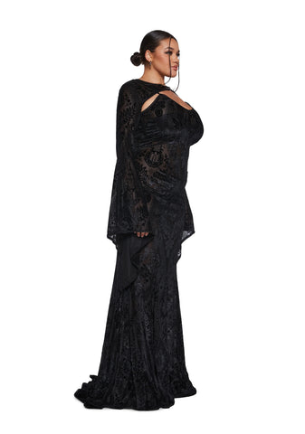 Druid’s Wife Maxi Dress And Shrug Set - Black