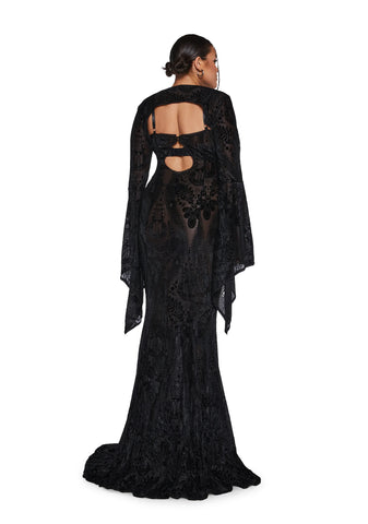Druid’s Wife Maxi Dress And Shrug Set - Black