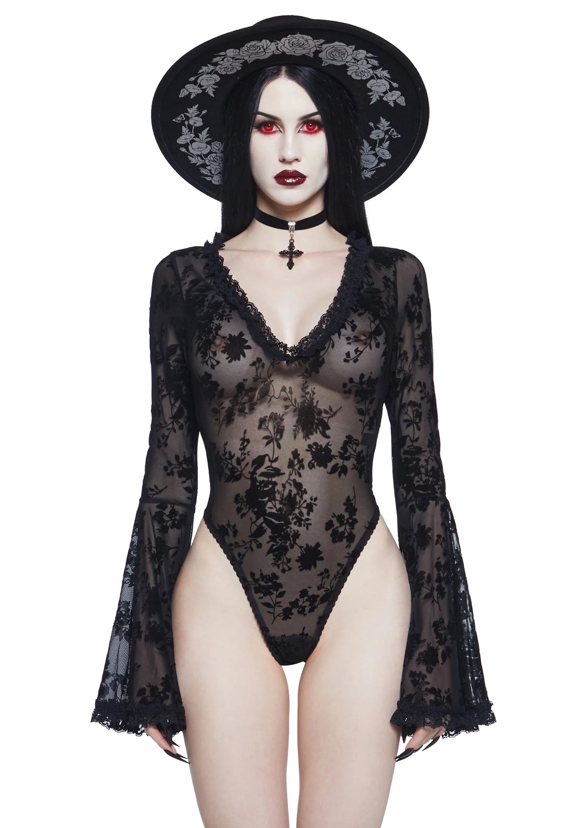 Pursuit Of Blood Mesh Bodysuit - Black