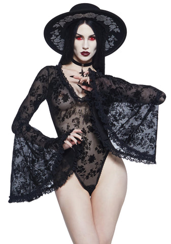 Pursuit Of Blood Mesh Bodysuit - Black