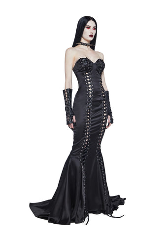 Darkest Dance Satin Maxi Dress