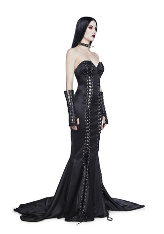 Darkest Dance Satin Maxi Dress