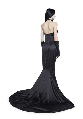 Darkest Dance Satin Maxi Dress