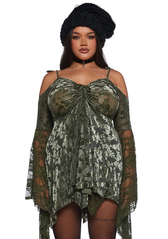 F is For Fairies Handkerchief Dress - Green Velvet Lace