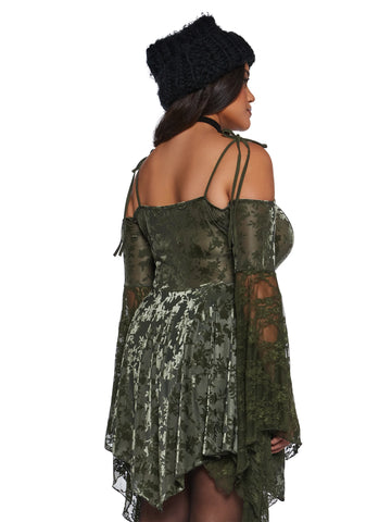 F is For Fairies Handkerchief Dress - Green Velvet Lace
