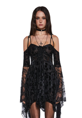 F is For Fairies Handkerchief Dress - Black Velvet Lace