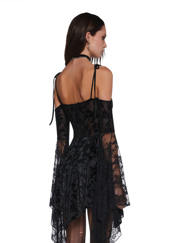 F is For Fairies Handkerchief Dress - Black Velvet Lace
