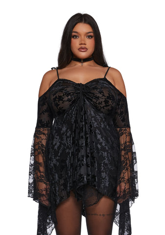 F is For Fairies Handkerchief Dress - Black Velvet Lace