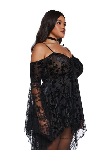 F is For Fairies Handkerchief Dress - Black Velvet Lace