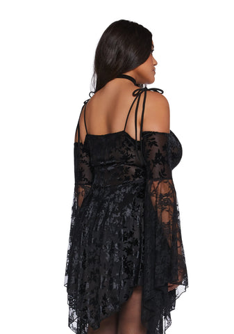 F is For Fairies Handkerchief Dress - Black Velvet Lace