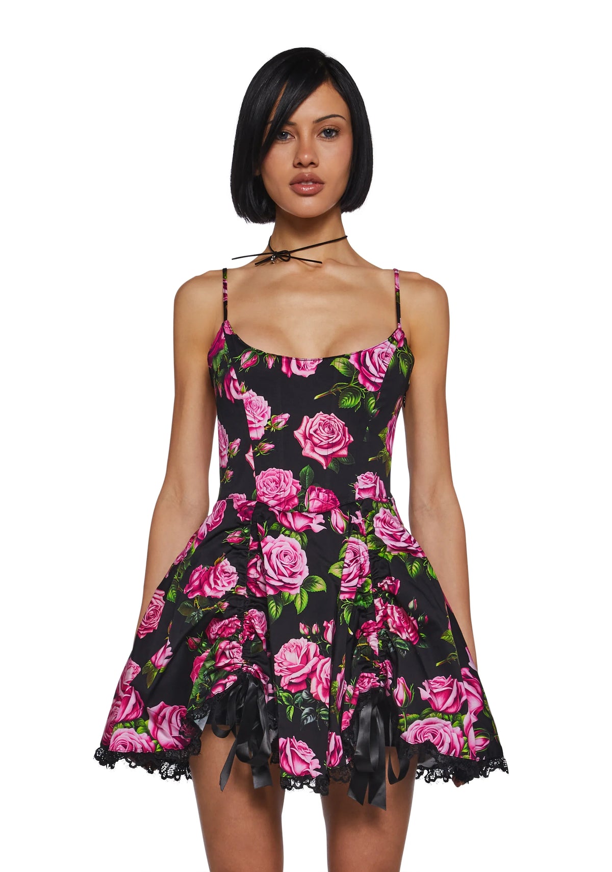 Scandal Sheet Mini Dress - Black Floral