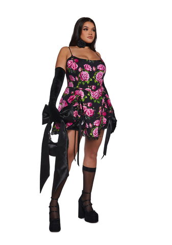 Scandal Sheet Mini Dress - Black Floral