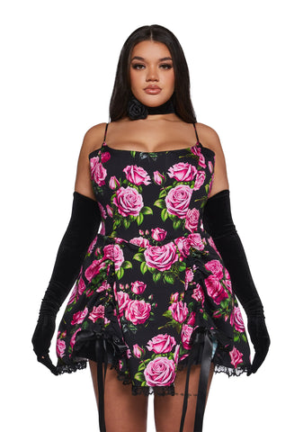 Scandal Sheet Mini Dress - Black Floral