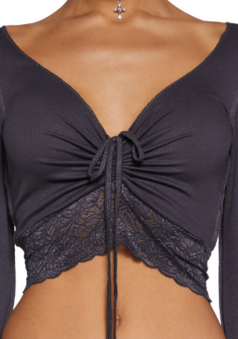 Snap Back Long Sleeve Top - Gray