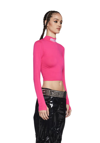 Techno Snob Mock Neck Top - Pink