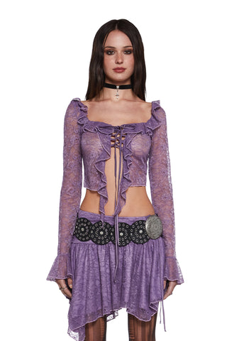 Your Vibe Attracts Lace Long Sleeve Top