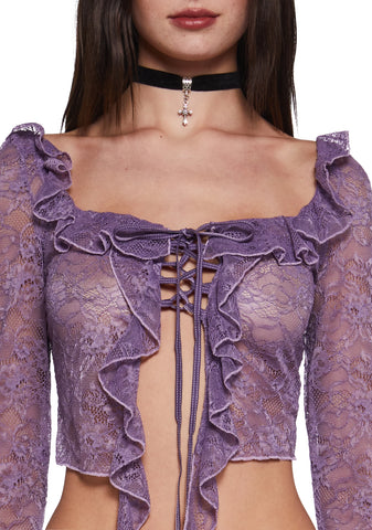 Your Vibe Attracts Lace Long Sleeve Top