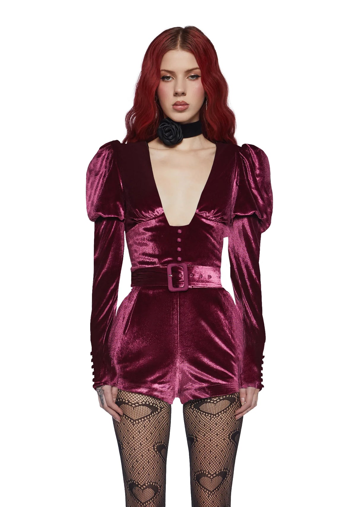 Chic Manners Velvet Romper - Pink