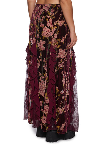 Stumbled On Sublime Maxi Skirt  - Burgundy