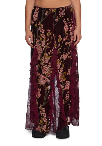 Stumbled On Sublime Maxi Skirt  - Burgundy