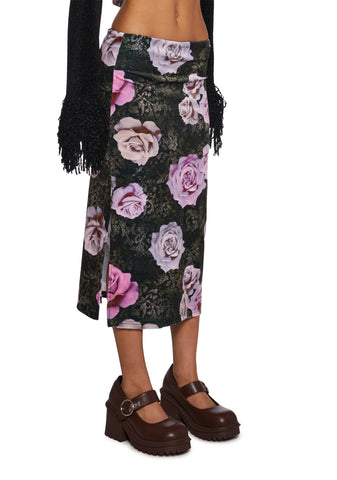 Sweet Disposition Velour Midi Skirt