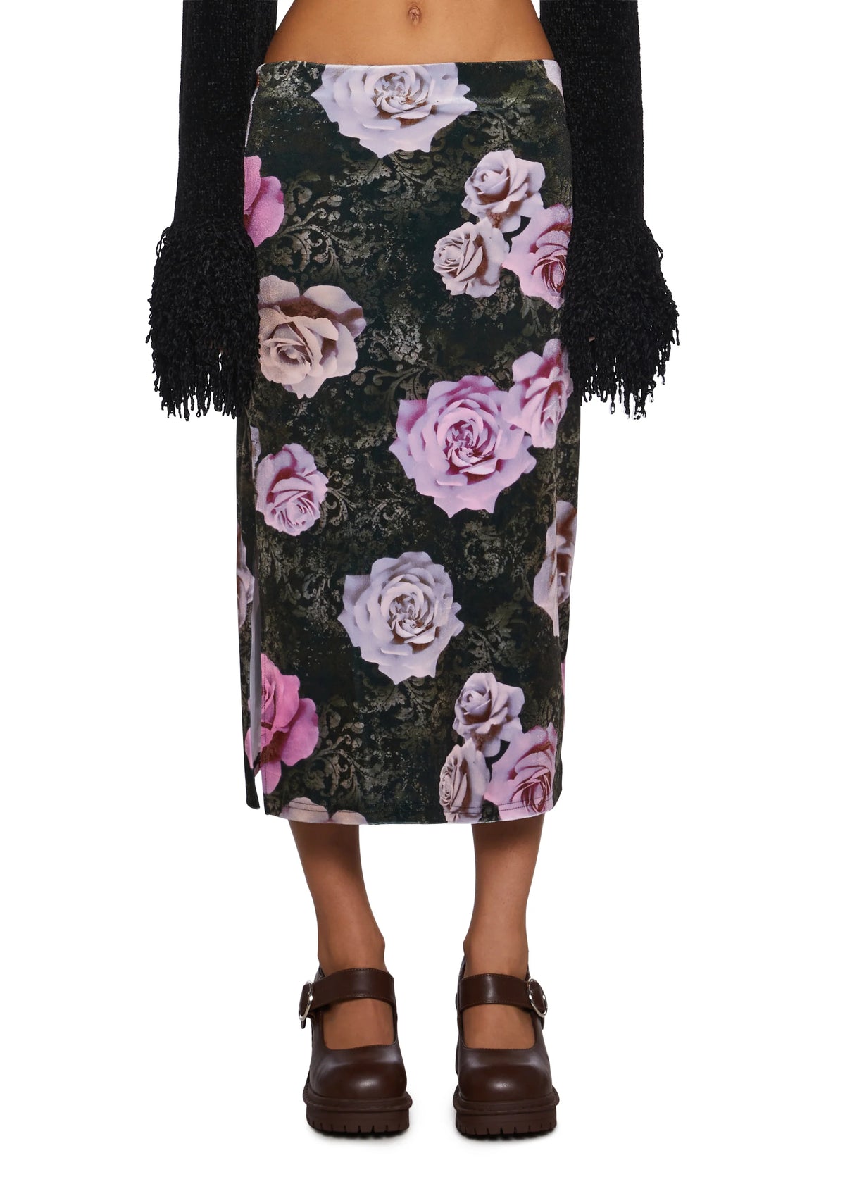 Sweet Disposition Velour Midi Skirt