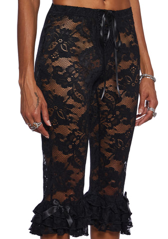 Daring Love Lace Capri Pants - Black