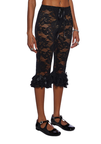 Daring Love Lace Capri Pants - Black