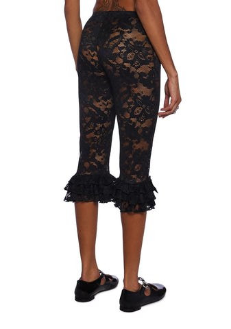 Daring Love Lace Capri Pants - Black