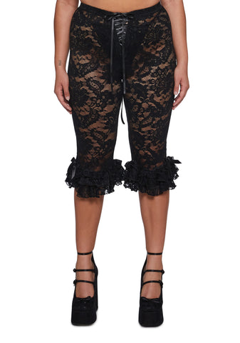 Daring Love Lace Capri Pants - Black