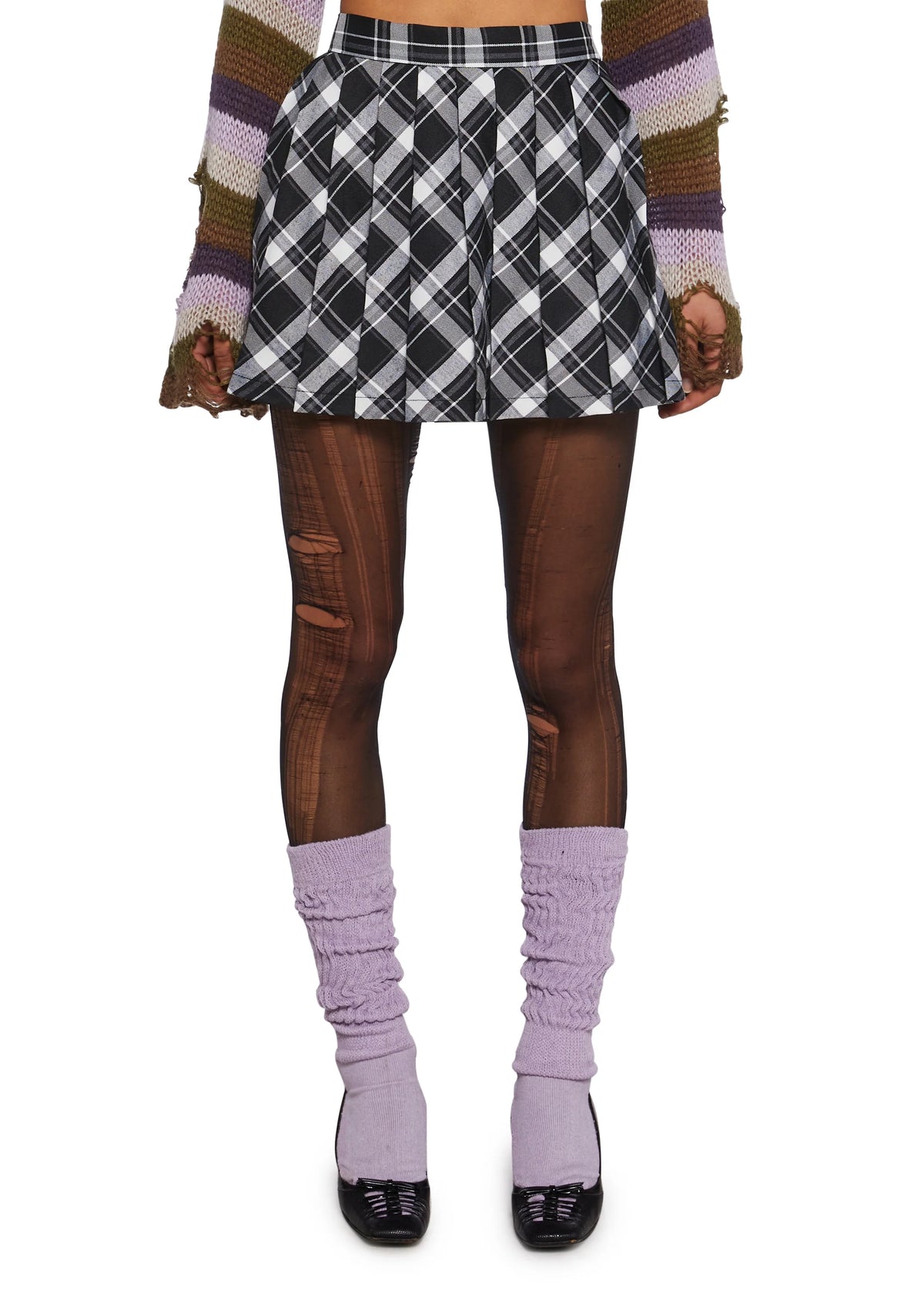 Rad Omens Pleated Mini Skirt - Plaid