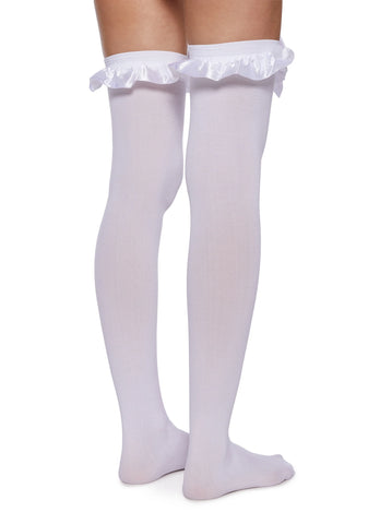 Love Of Mine Opaque Thigh Highs - White