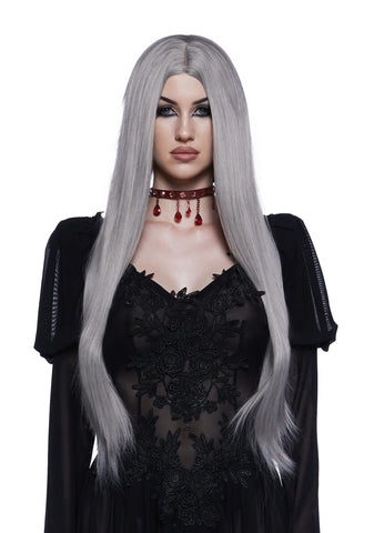 Straight Wig With Center Part - Gray