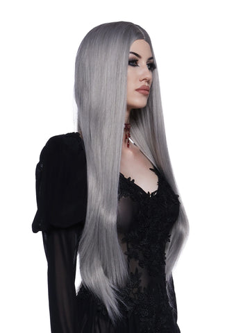 Straight Wig With Center Part - Gray